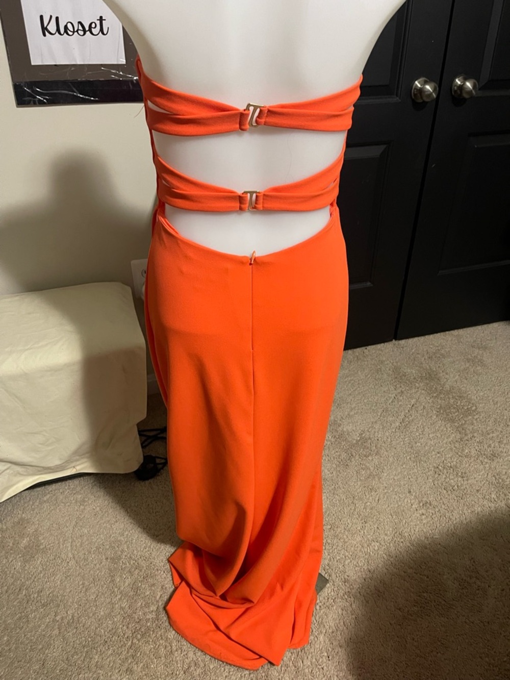 Betsy & Adam Strapless Orange Column Gown - Picture 5 of 5